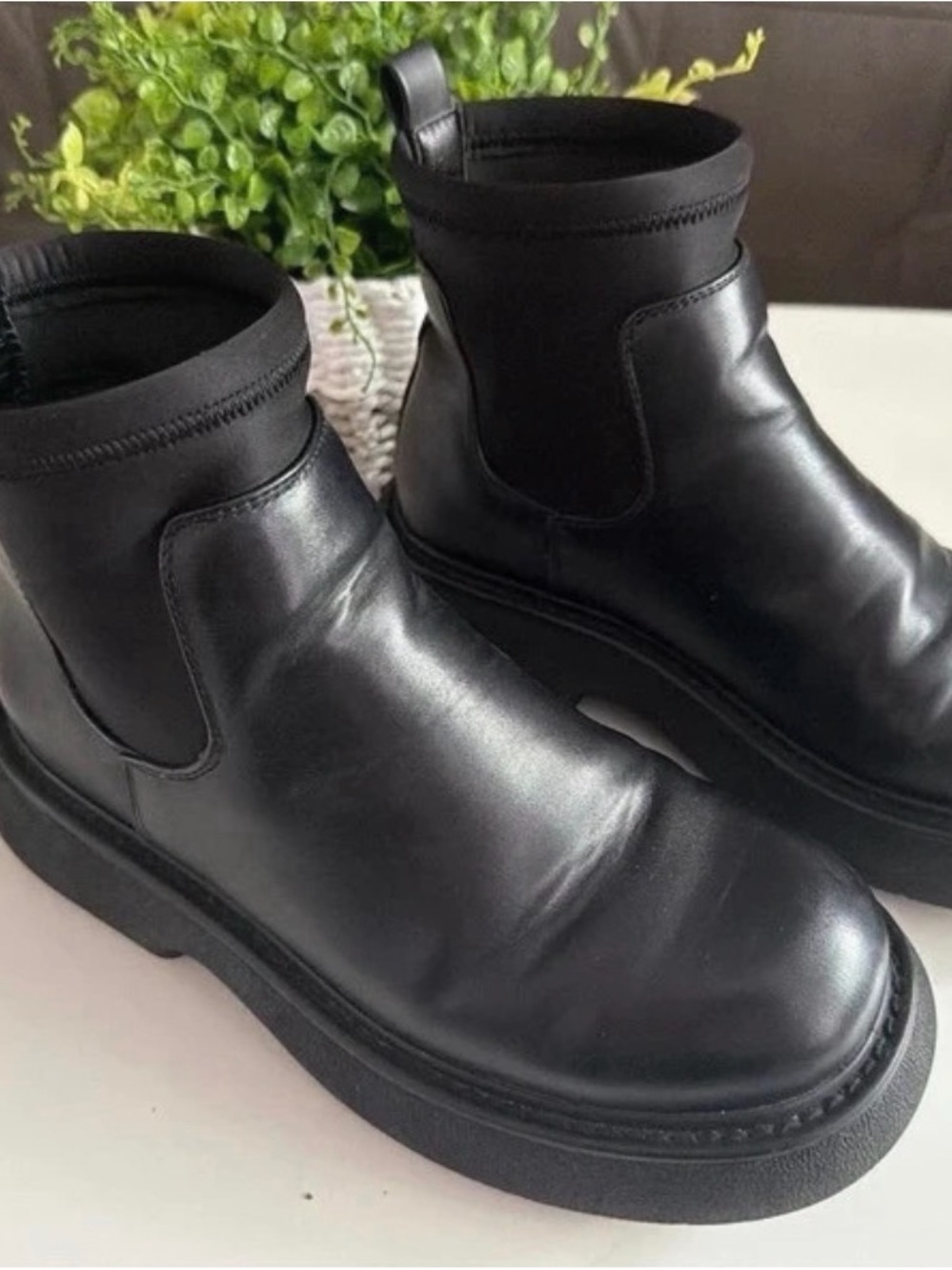 Black Women's Chelsea Combat Boots - Sleek Slip-On Moto Style